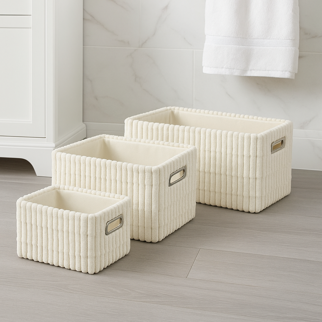 Set 3 paniers rangement effet velours