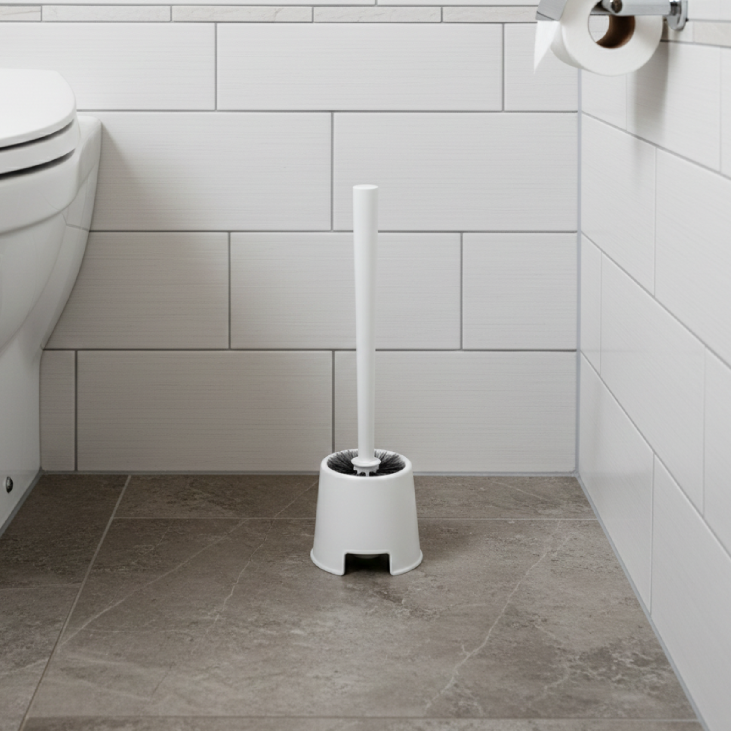 Porte-brosse WC en plastique blanc