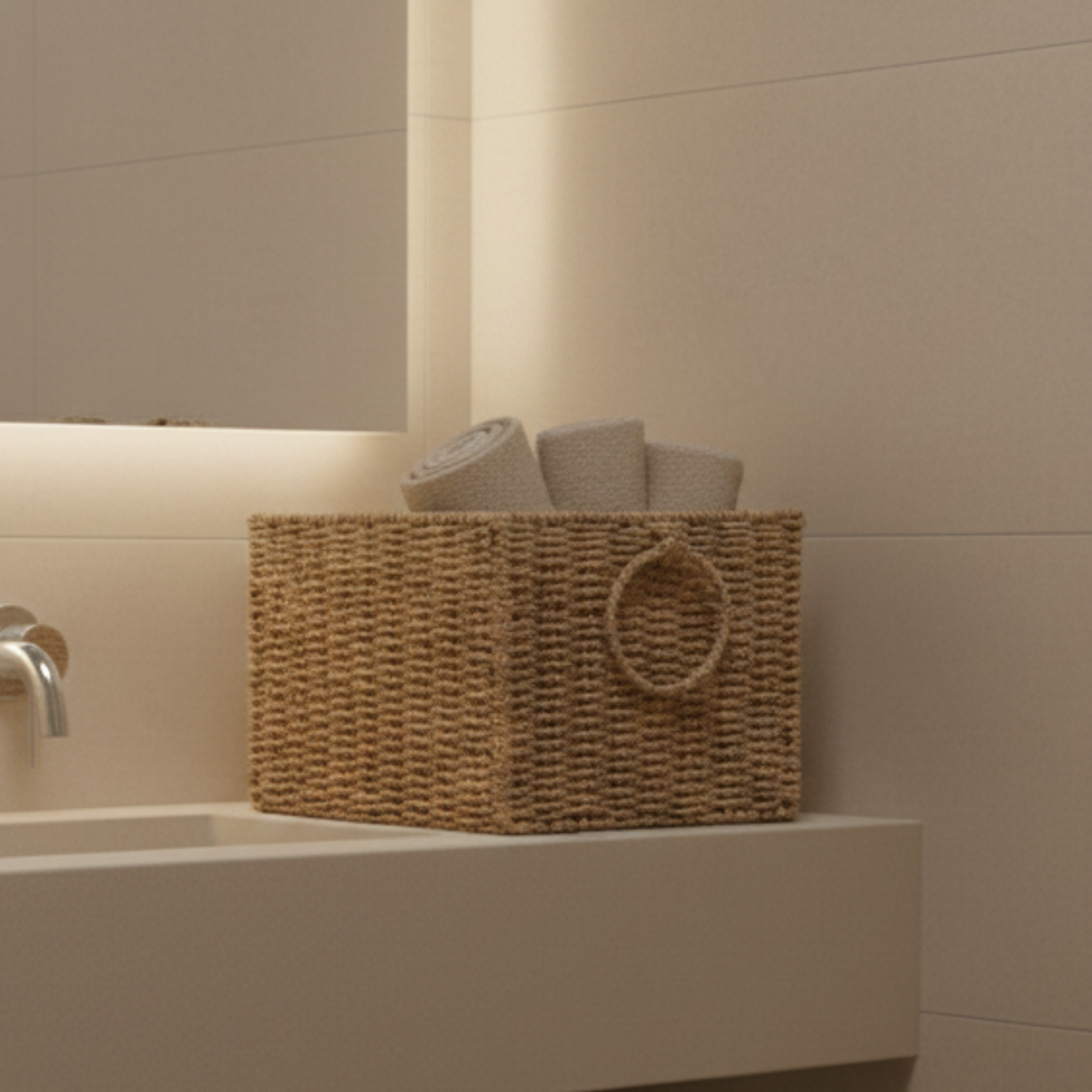 Panier de rangement naturel en fibre naturelle