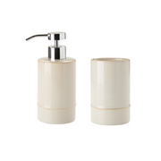 Set Distributeur de savon et Porte-brosse beige