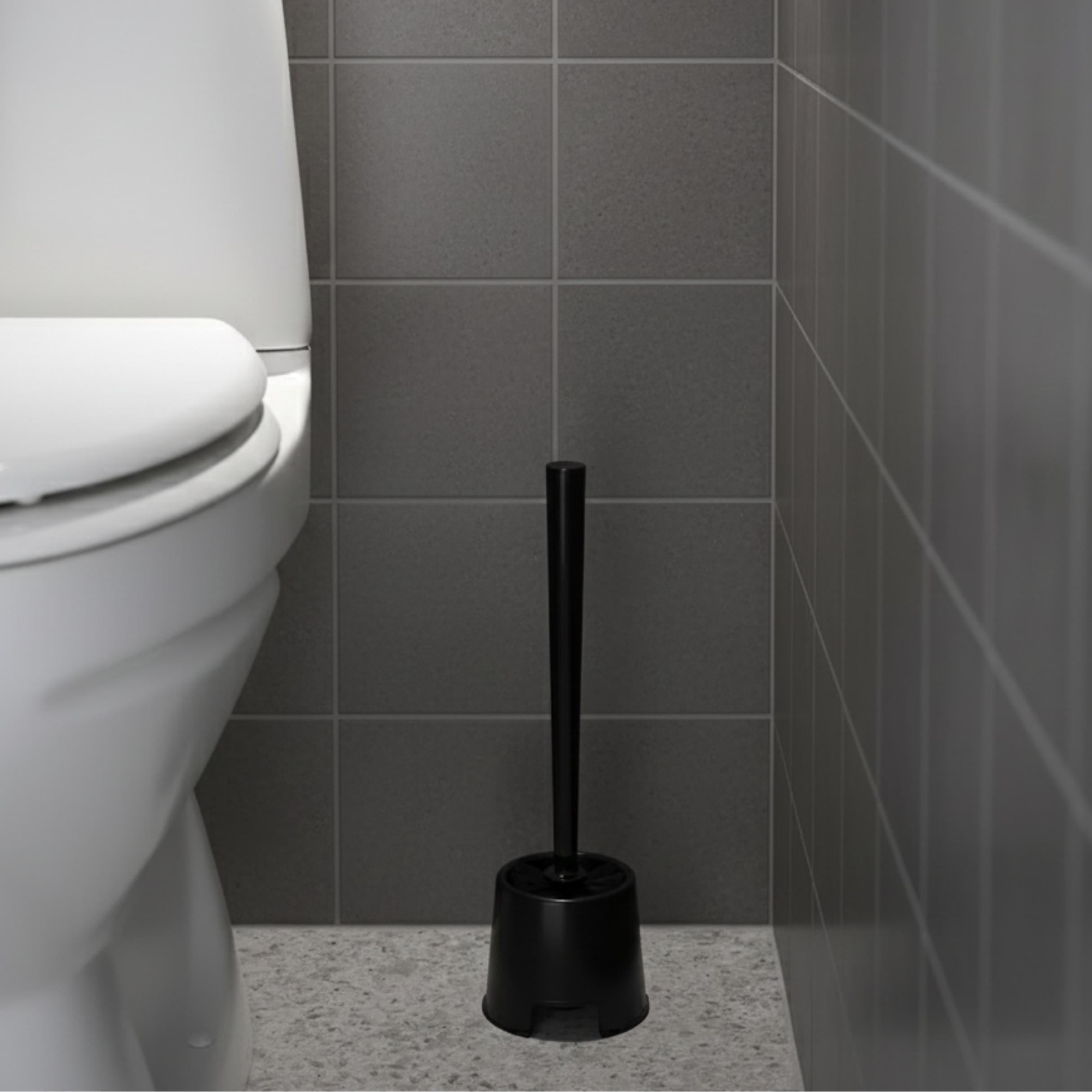 Porte-brosse WC en plastique noir