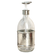 Distributeur de savon artisanal en laiton argenté martelé grand 500ml