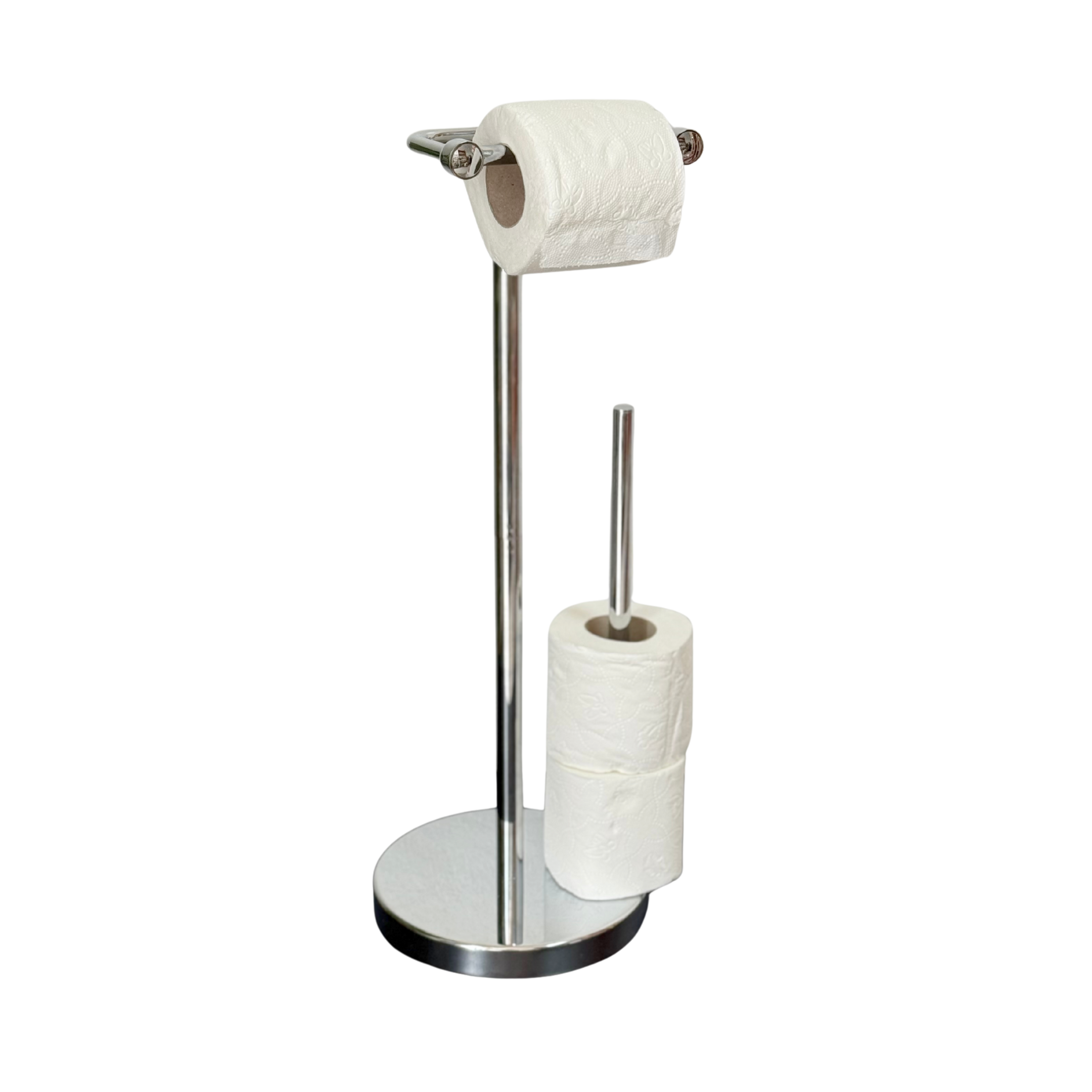 Porte-rouleau de papier toilette sur pied avec réserve