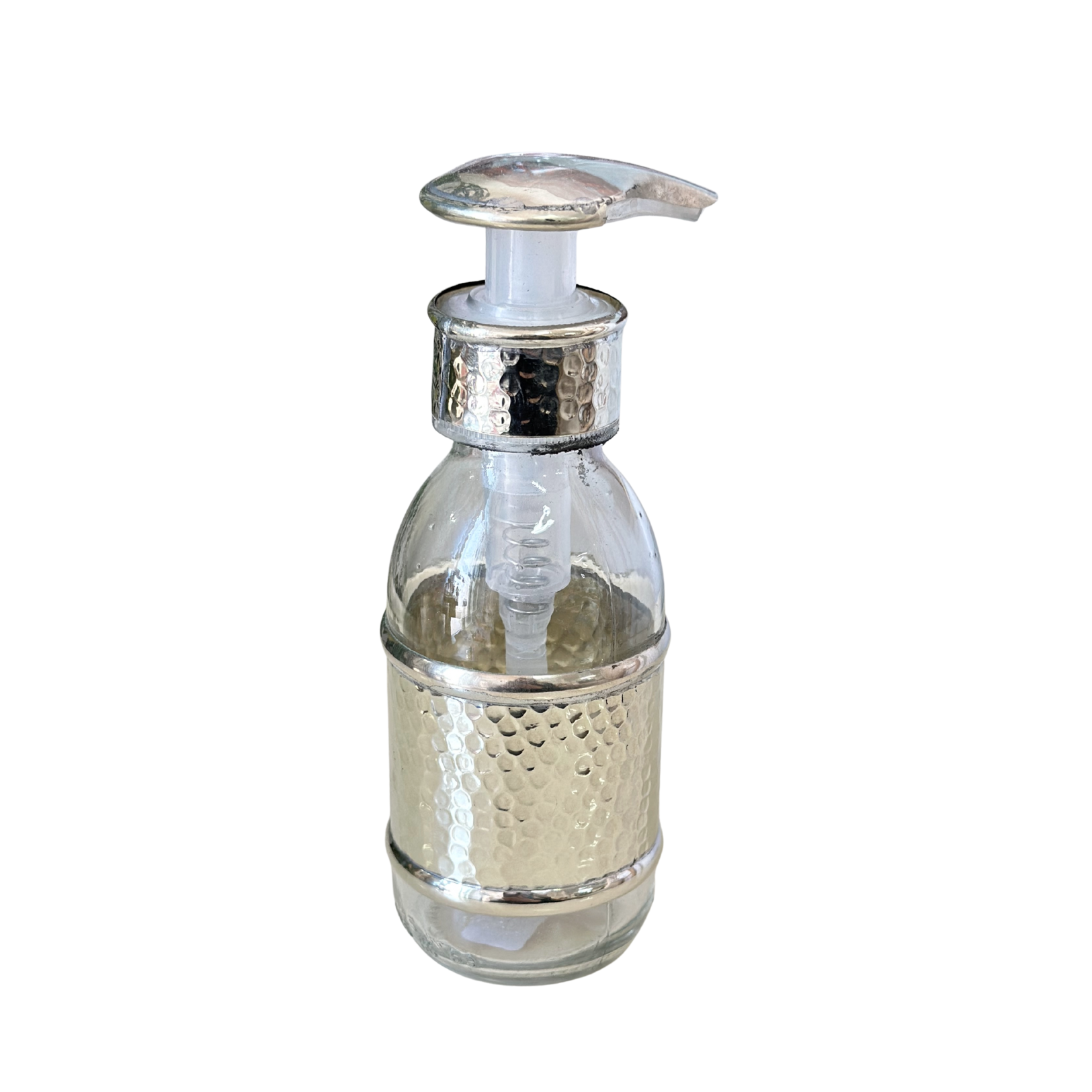 Distributeur de savon artisanal en laiton argenté Martelé 200ml