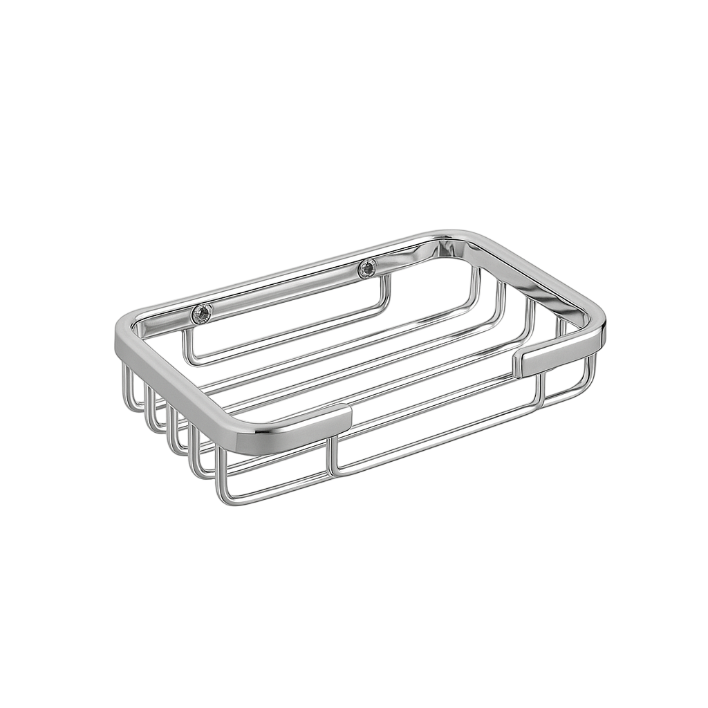 Porte savon mural rectangulaire en métal chromé