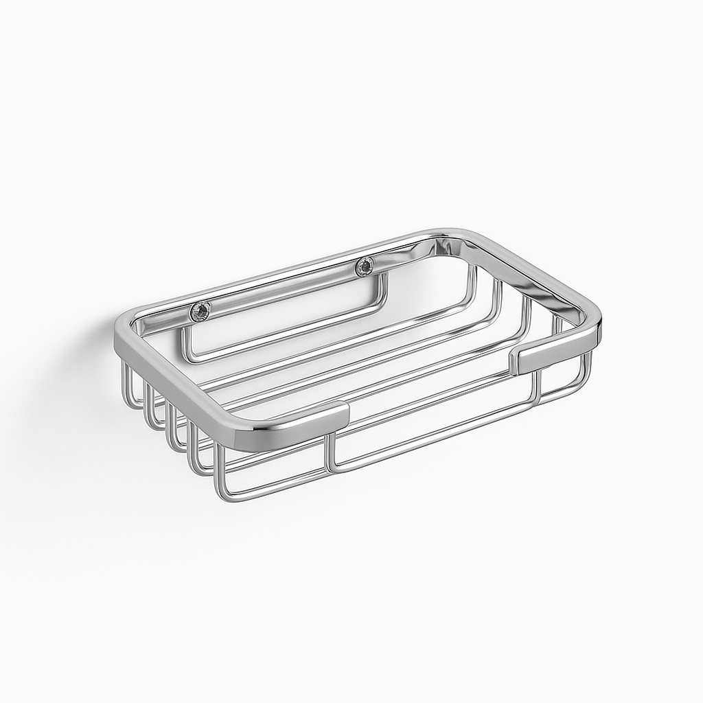 Porte savon mural rectangulaire en métal chromé